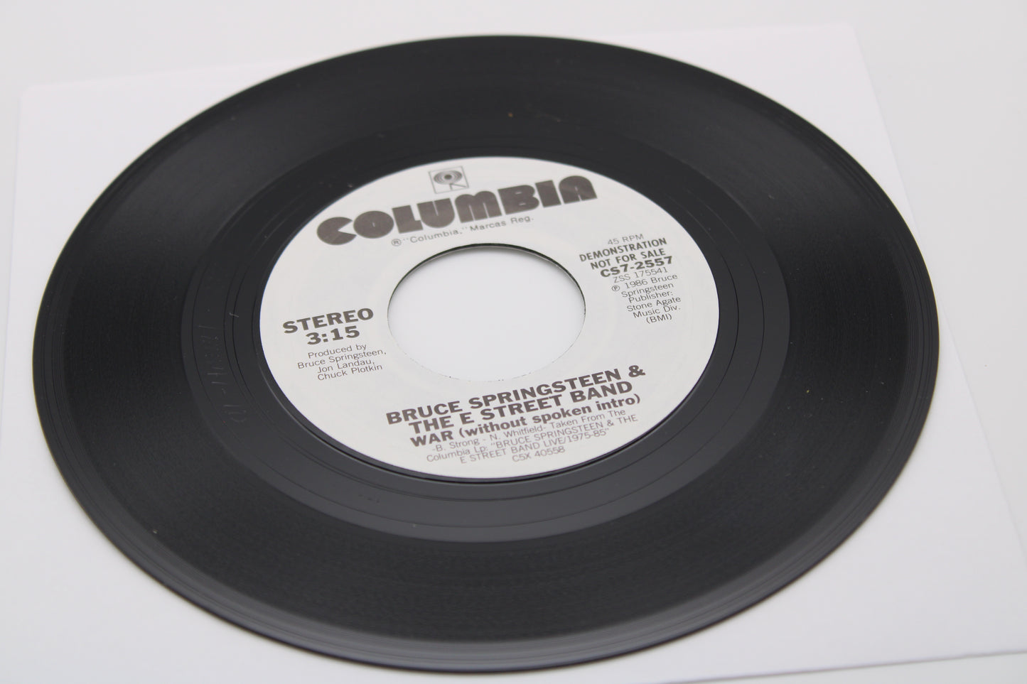 Bruce Springsteen 45 Record WAR Demonstration Not For Sale Vinyl Release