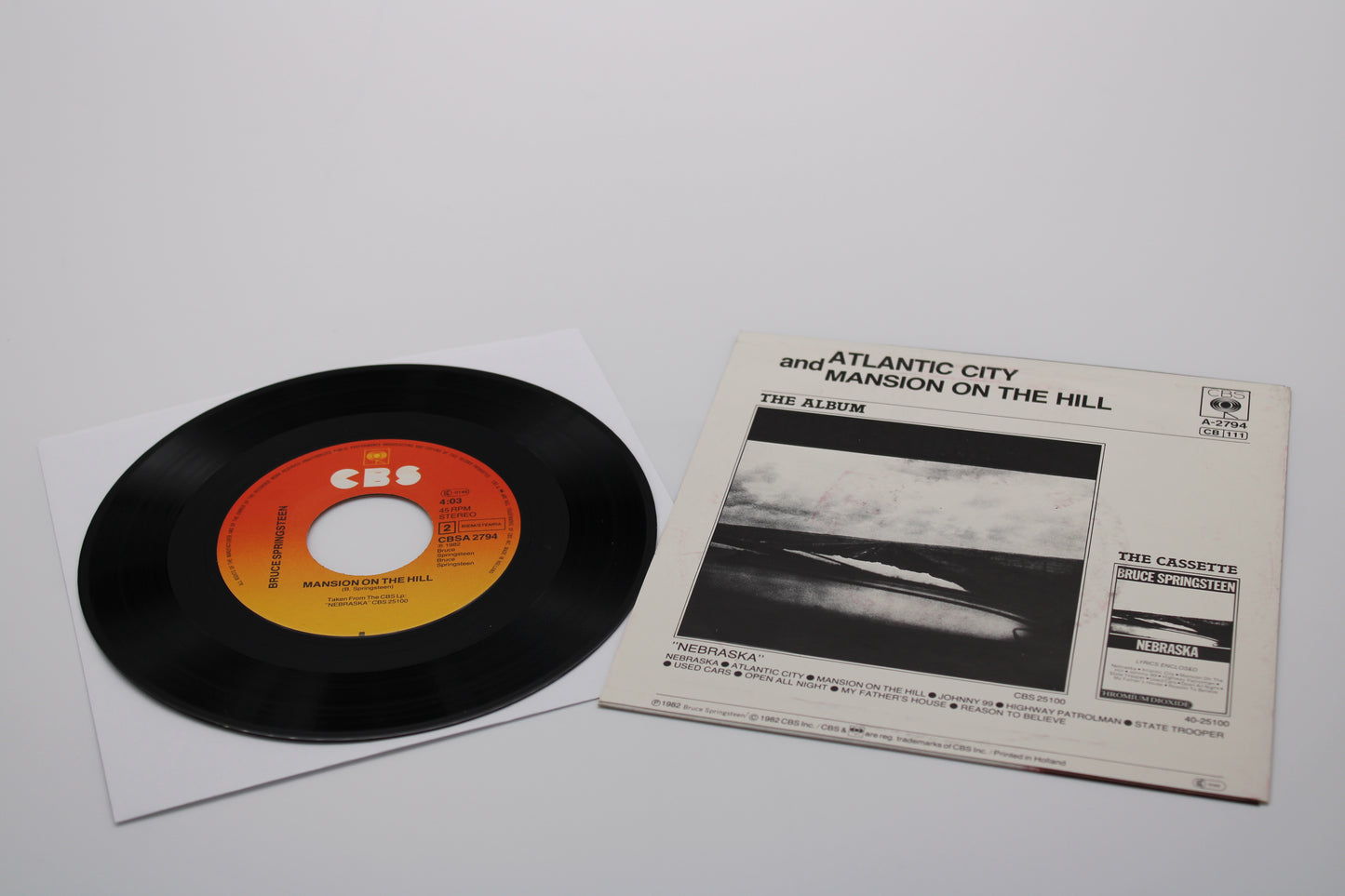 Bruce Springsteen "Atlantic City" 45 record – Single w/Picture Sleeve Vinyl Import Collectible
