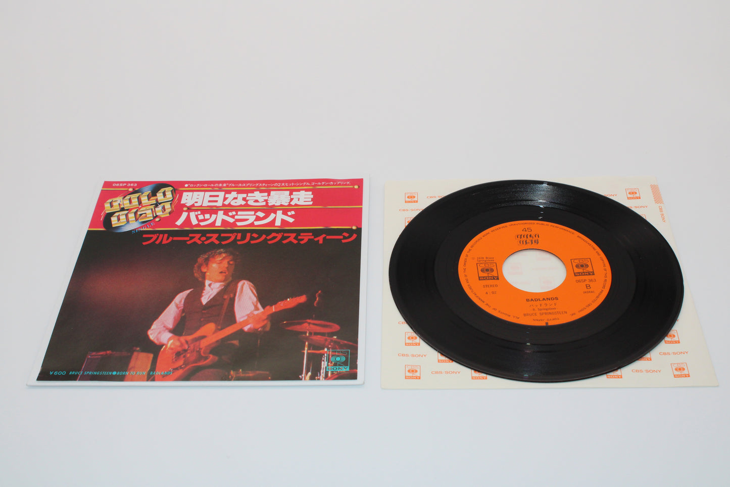 Bruce Springsteen 45 record BORN TO RUN & BADLANDS 1978 Japan Import Collectible