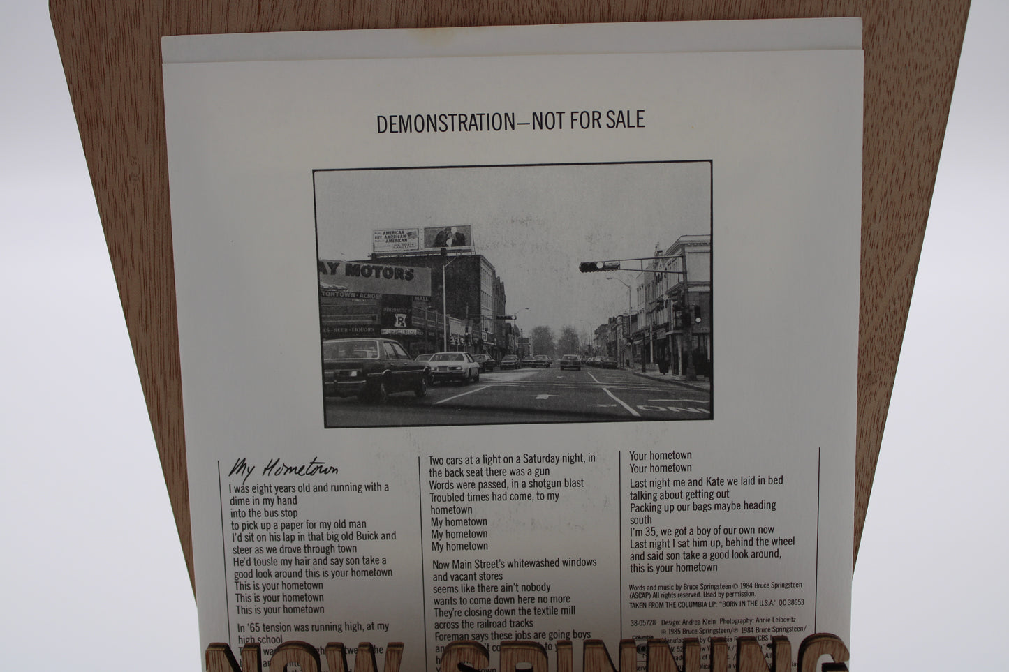 Bruce Springsteen - 45 Record - Promo "Demonstration Not For Sale" My Hometown