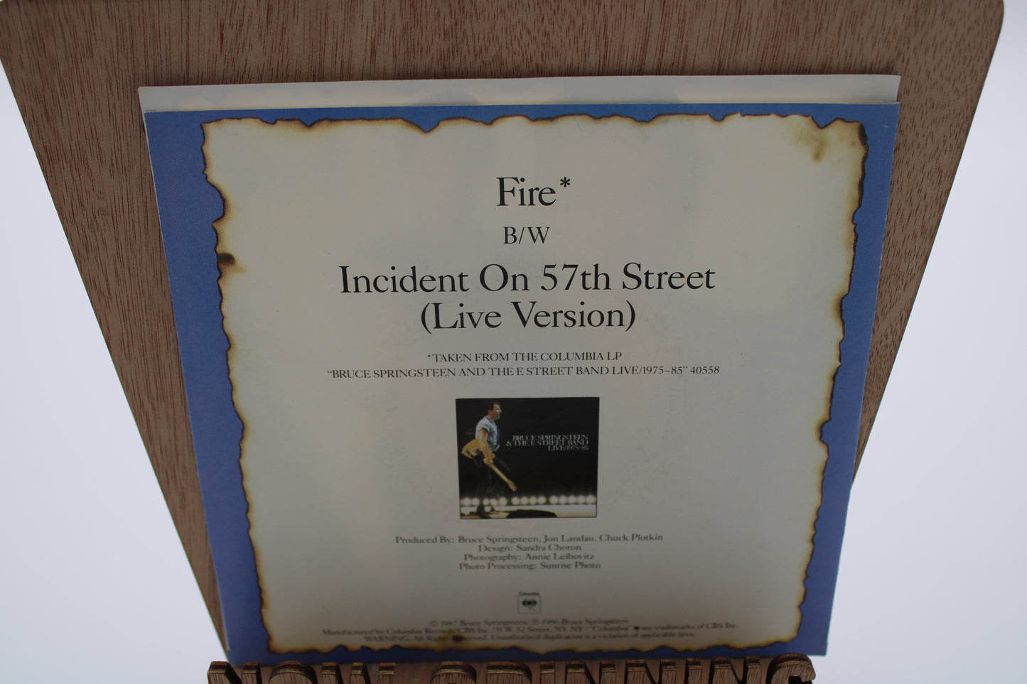 Bruce Springsteen - 45 Record - "Fire" - Vinyl Release + Picture Sleeve + Lyrics 1986