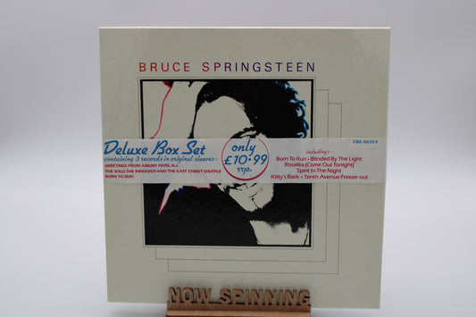BRUCE SPRINGSTEEN 3-LP BOX SET VINYL CBS RECORDS: GREETINGS, WILD, BORN TO RUN 1980/UK IMPORT