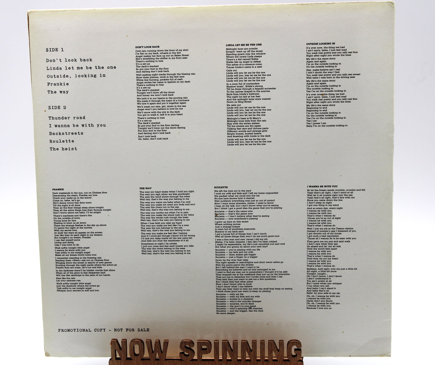 BRUCE SPRINGSTEEN - ROULETTE - UNOFFICIAL VINYL LP PROMO 1975-1979