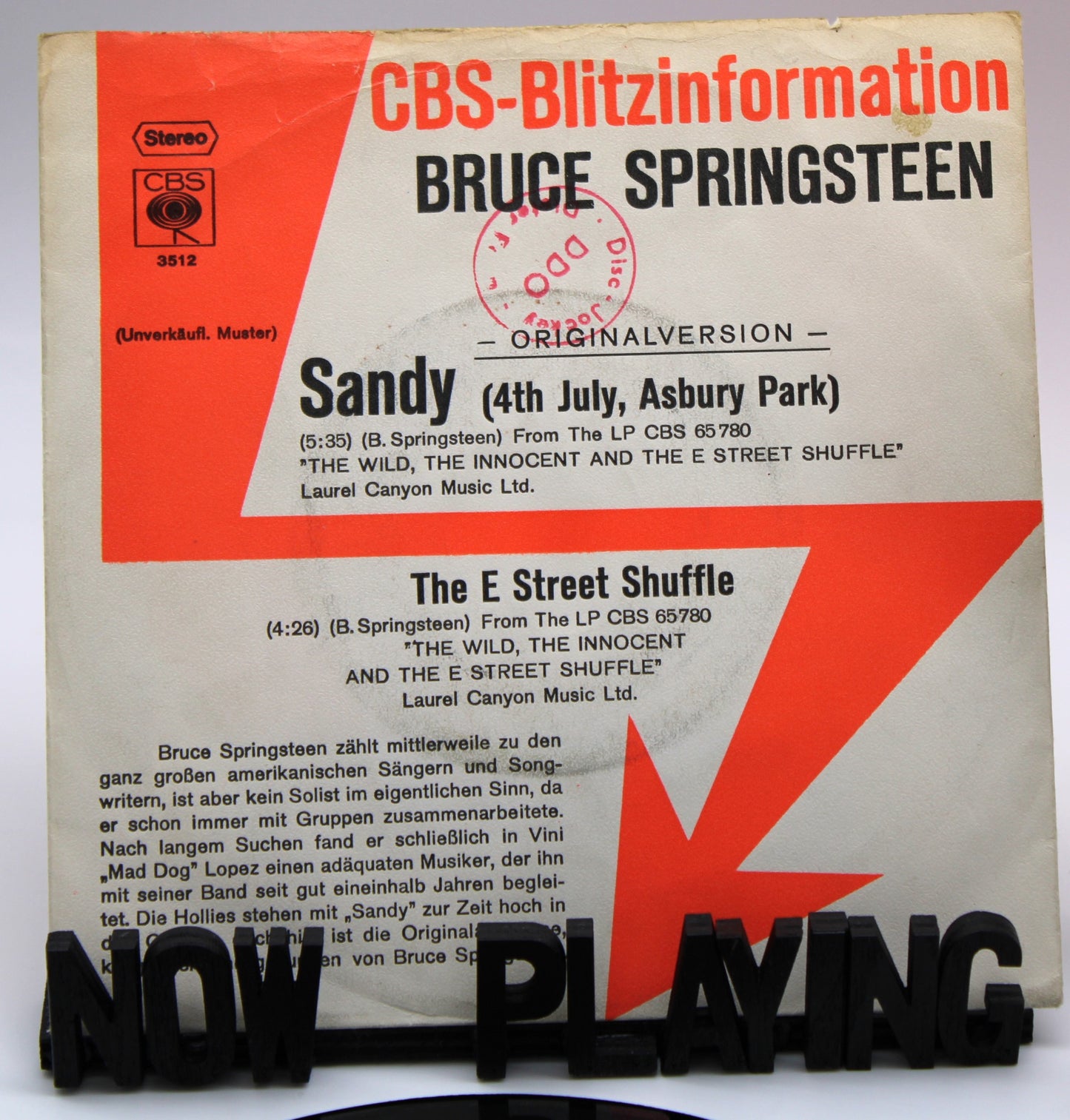Bruce Springsteen & ESB – Rare German collection of 45s - Four “Blitzinformation" Promo records