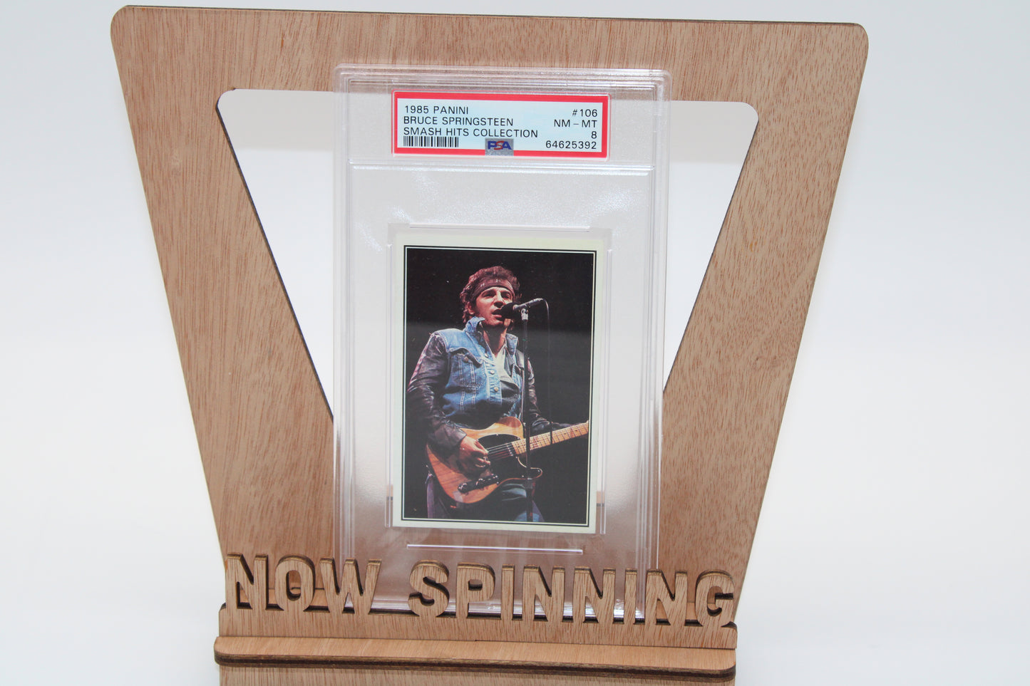 Bruce Springsteen Panini Smash Hits Collectible 1985 Card #106 - PSA Graded 8 / none higher