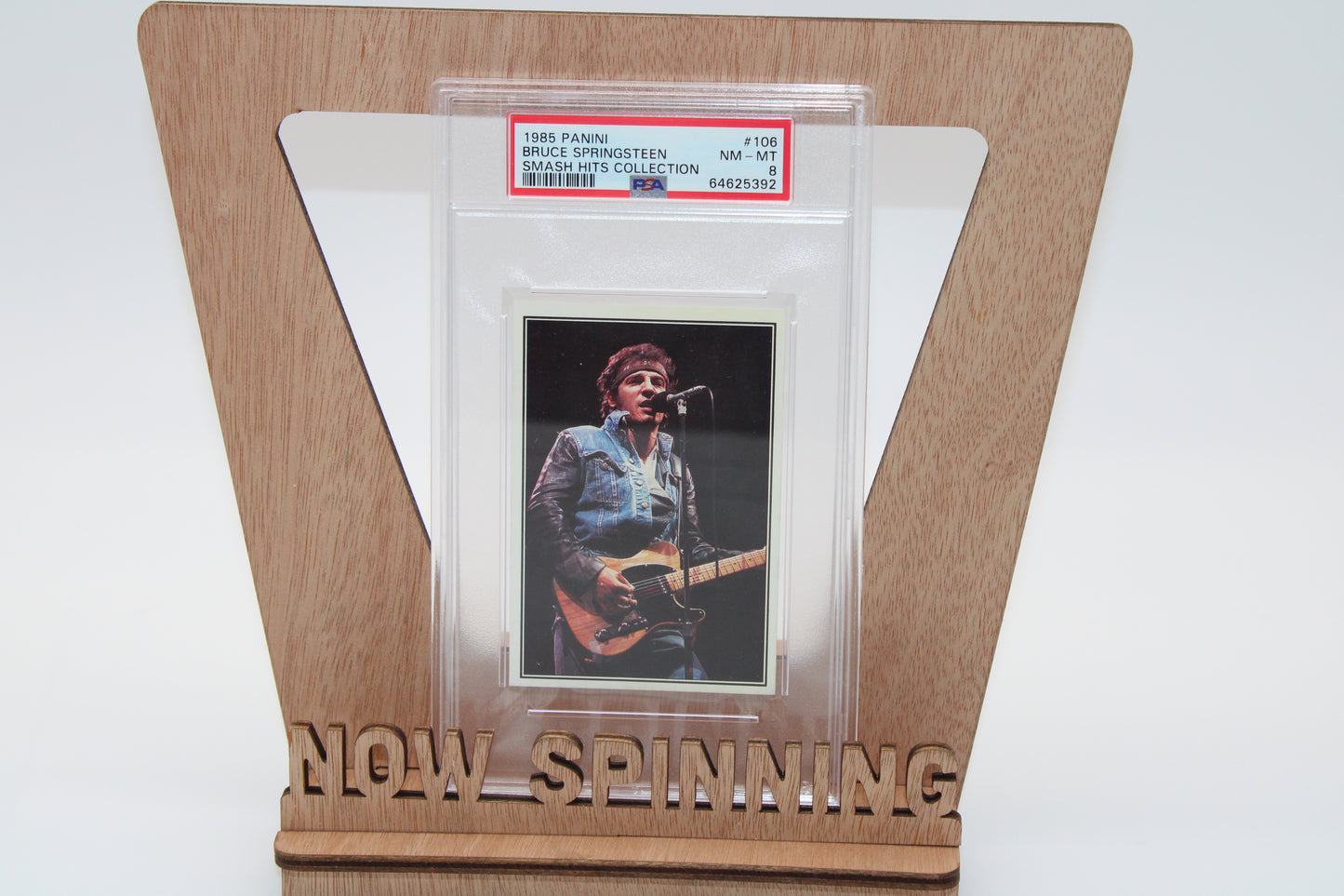 Bruce Springsteen Panini Smash Hits Collectible 1985 Card #106 - PSA Graded 8 / none higher
